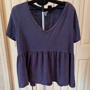 Terra & Sky Women's Blue V-Neck Peplum Top